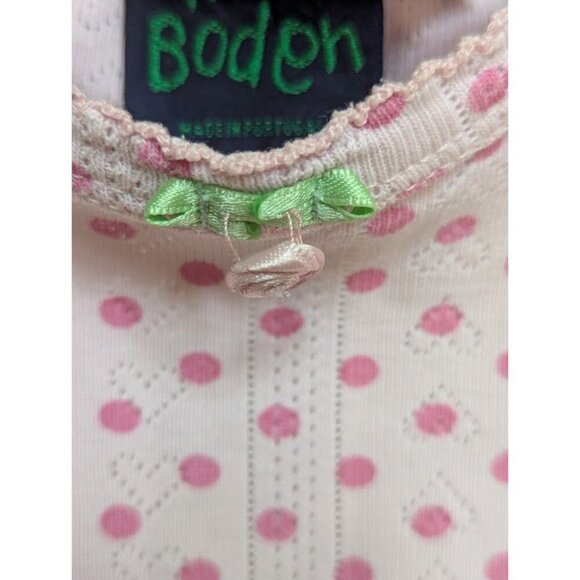 Mini Boden Girls Dress Floral Size 7-8 yrs Pink Green Polka Dot - Picture 4 of 4